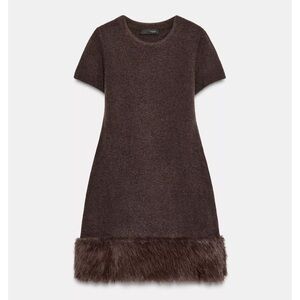 Zara FAUX FUR KNIT DRESS